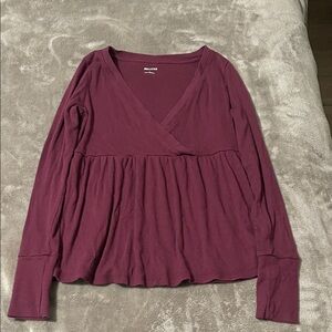 Hollister Women's Deep Red Long Sleeve Top